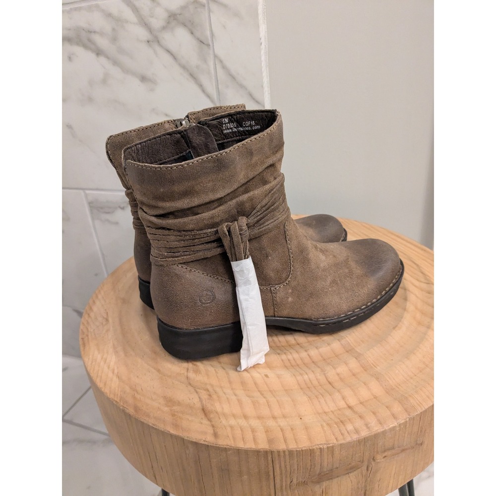 NWOT Born Womens Brown Leather Ankle Boots‎ Cross Taupe Distressed
